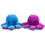 peluche pieuvre reversible - Bleu et mauve poulpy