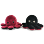 peluche pieuvre reversible - Bordeaux et noire poulpy